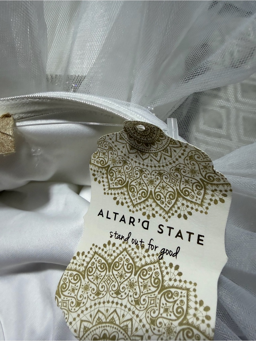Altar’d state NWT White Tulle Party Dress with Rhinestone Waist small MSRP$90 - Picture 9 of 12